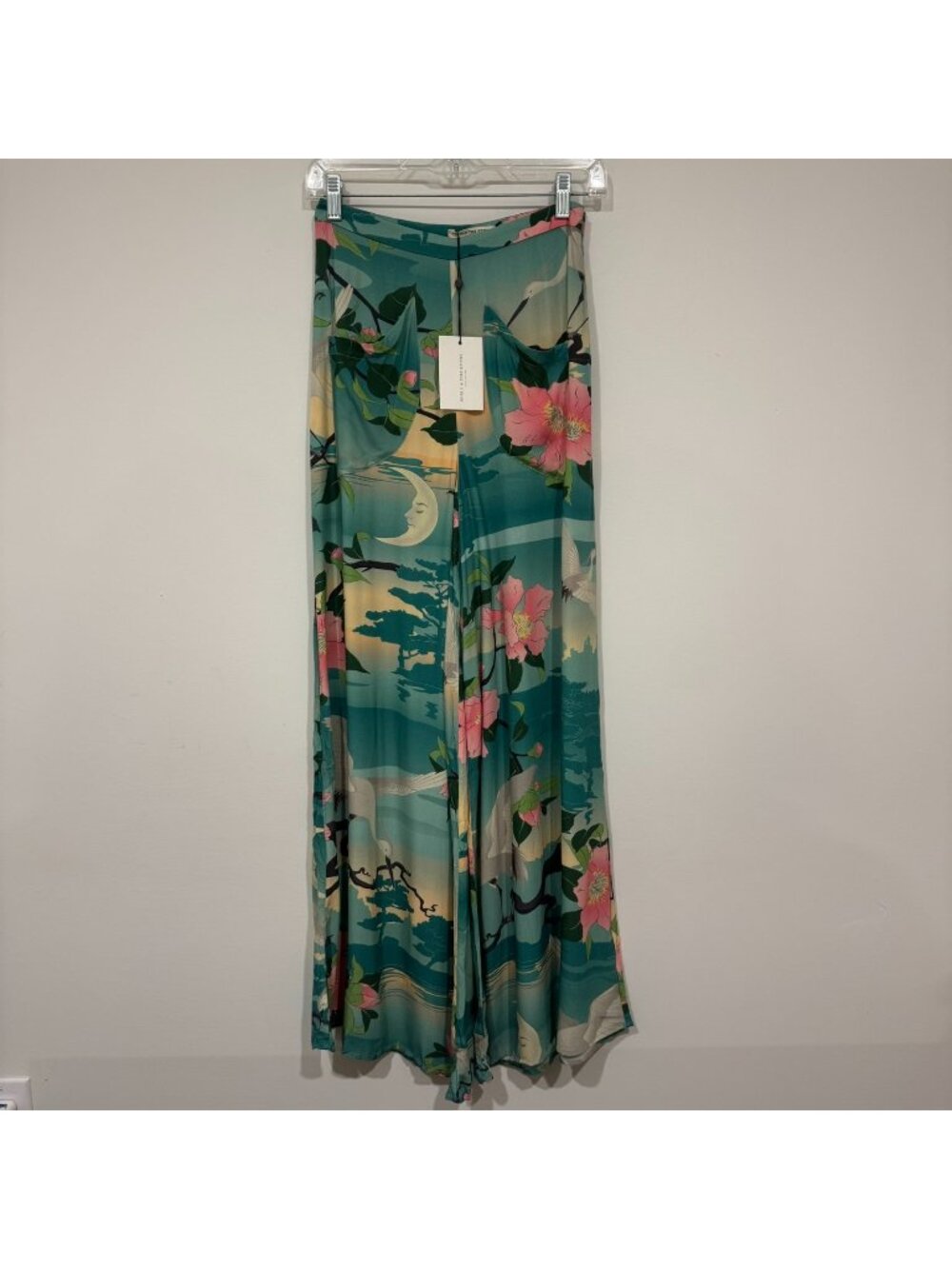 Spell & The Gypsy Collective Nightingale Wide Leg Pants Teal Size S NWT Rayon